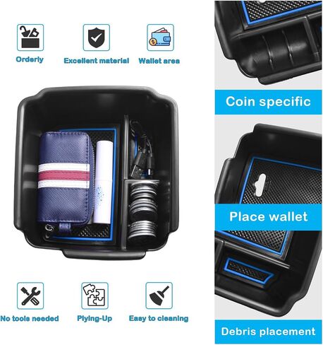 EDBETOS Center Console Organizer Compatible with 2022-2024 VW Taos and for 2018-2023 2024 Tiguan Accessories S/SE/SEL/SE R-Line/SEL R-Line Insert Tray Secondary Storage Armrest Box ABS Material, Black in Saudi Arabia