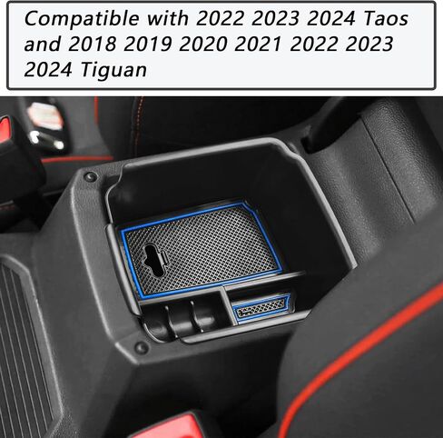 EDBETOS Center Console Organizer Compatible with 2022-2024 VW Taos and for 2018-2023 2024 Tiguan Accessories S/SE/SEL/SE R-Line/SEL R-Line Insert Tray Secondary Storage Armrest Box ABS Material, Black in Saudi Arabia
