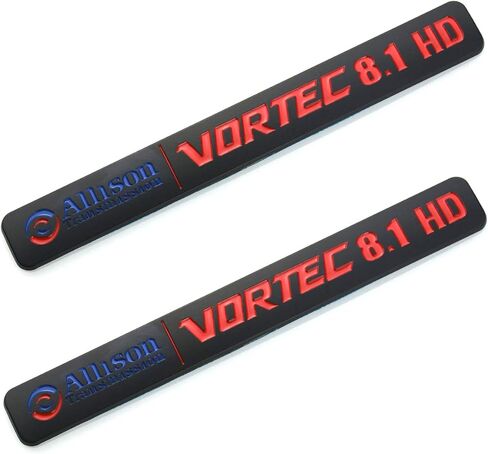 2 Pack Allison Transmission 8.1 Hd 8.1L Vortec Emblem Sticke decals Badges Replacement for 2500Hd 3500Hd Gmc Silverado Sierra Truck (Black/Red) in Kuwait
