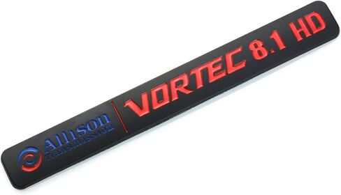 2 Pack Allison Transmission 8.1 Hd 8.1L Vortec Emblem Sticke decals Badges Replacement for 2500Hd 3500Hd Gmc Silverado Sierra Truck (Black/Red) in Kuwait