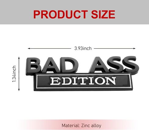 UGSHY Pack-1 3D Fender Badge Decal Car Sticker, Car Bad Ass Edition Emblem, Auto Accessories for Tailgate Front Grille Hood Trunk, Fit for SUV, Truck, Car (Black & Red) in Saudi Arabia