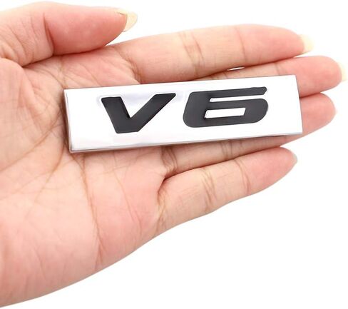 2 قطعة V6 شعار 3D لوحة اسم معدنية شارة صائق سيارة الجانب الخلفي الجبهة الجذع الوفير شارة ملصق ل العالمي (أسود) in Kuwait