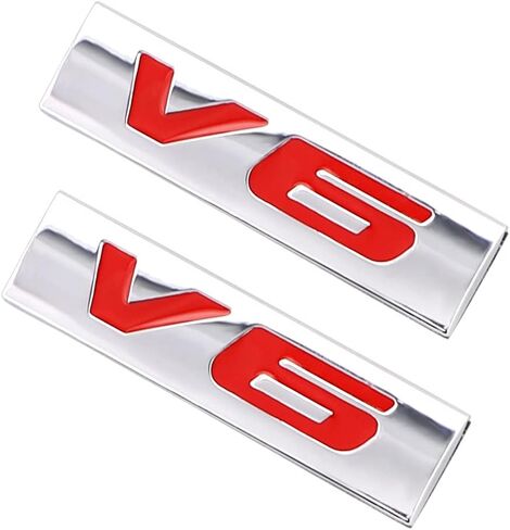 2 قطعة V6 شعار 3D لوحة اسم معدنية شارة صائق سيارة الجانب الخلفي الجبهة الجذع الوفير شارة ملصق ل العالمي (أسود) in Kuwait