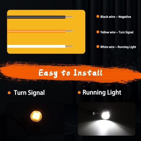 إشارات الانعطاف LED العالمية للدراجات النارية باللون الكهرماني الأمامي، مصابيح تشغيل بيضاء صغيرة Switckback لدراجة Harley Scooter ATV UTV Honda Kawasaki سوزوكي Triumph Yamaha-2PCS in Kuwait