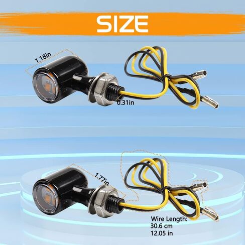 إشارات الانعطاف LED العالمية للدراجات النارية باللون الكهرماني الأمامي، مصابيح تشغيل بيضاء صغيرة Switckback لدراجة Harley Scooter ATV UTV Honda Kawasaki سوزوكي Triumph Yamaha-2PCS in Kuwait