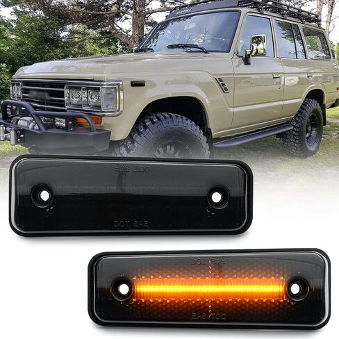 NSLUMO Led Side Marker Lights Replacement for 1981-1990 Land Cruiser 79-83 To'yota Pickup Trucks Amber Led Front Fender Side Marker Turn Signal Light Kit LH RH Smoked Lens OEM 8174014110 in Saudi Arabia