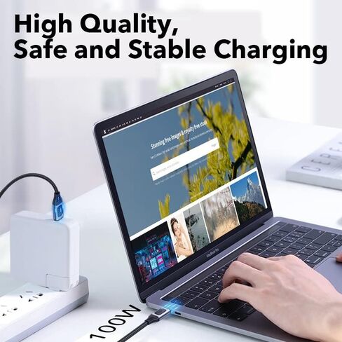 كابل SlimQ 𝐒𝐥𝐢𝐦𝐐 USB C، 100 وات USB C إلى USB C كابل شحن سريع الرأس 3.3FT PD3.0 نوع C إلى نوع C كابل 20 فولت 5 أمبير سلك شاحن سريع كابل شاحن USB C مجدول من النايلون (عبوتان، USB 2.0) in Kuwait