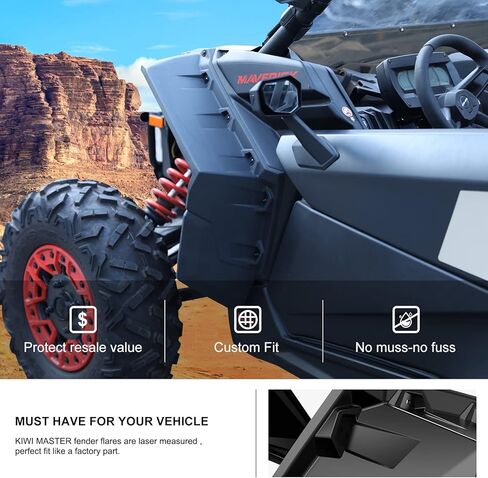 KIWI MASTER 2nd Gen Widened Front Fender Flares Extended Compatible for 2017-2024 Can-Am Maverick X3 Accessories Extensions Mud Flaps Guards in Saudi Arabia