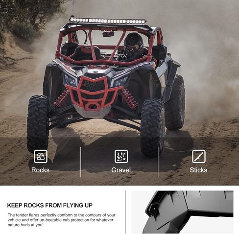 KIWI MASTER 2nd Gen Widened Front Fender Flares Extended Compatible for 2017-2024 Can-Am Maverick X3 Accessories Extensions Mud Flaps Guards in Saudi Arabia