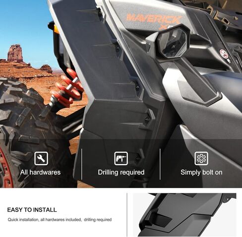 KIWI MASTER 2nd Gen Widened Front Fender Flares Extended Compatible for 2017-2024 Can-Am Maverick X3 Accessories Extensions Mud Flaps Guards in Saudi Arabia