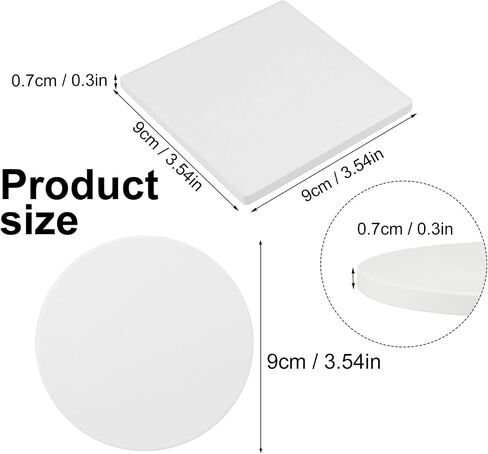 GNIEMCKIN 60 Pieces 4 Inch Round Blank Ceramic Coasters, Unglazed Ceramic Tiles Coasters, Ceramic Tiles with Cork Backing Pads for Painting, DIY Crafts, Mosaics, Circular, White. in Saudi Arabia