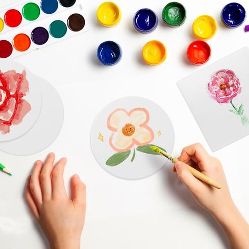 GNIEMCKIN 60 Pieces 4 Inch Round Blank Ceramic Coasters, Unglazed Ceramic Tiles Coasters, Ceramic Tiles with Cork Backing Pads for Painting, DIY Crafts, Mosaics, Circular, White. in Saudi Arabia