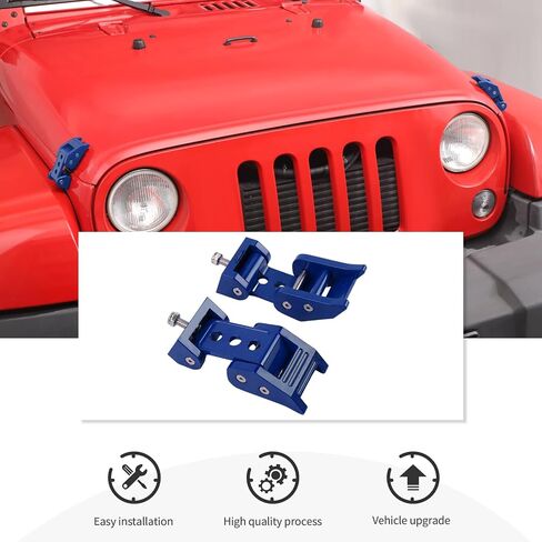 غطاء محرك السيارة من الفولاذ المقاوم للصدأ من CheroCar مزلاج وقفل غطاء المحرك لسيارة جيب رانجلر JL JK JKU 2007-2023، أسود in Saudi Arabia