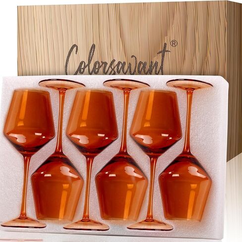 مجموعة كؤوس النبيذ الملونة 6-16oz كؤوس النبيذ متعددة الألوان مع الجذعية 【HandBlown】 مجموعة كؤوس النبيذ الملونة، كؤوس النبيذ الفريدة لحفل الزفاف دش الزفاف in Saudi Arabia