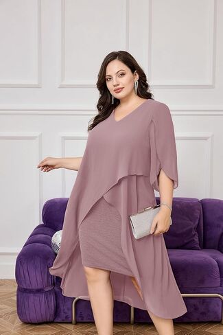 Hanna Nikole Women's Plus Size Mesh Cape Overlay Bodycon Knee Length Pencil Dress for Wedding Guest Peacock Blue 2X in Kuwait