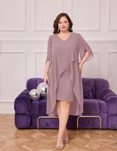 Hanna Nikole Women's Plus Size Mesh Cape Overlay Bodycon Knee Length Pencil Dress for Wedding Guest Peacock Blue 2X in Kuwait