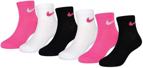 Nike Kids' Little Ankle Socks (6 Pairs), Pink Pow/White/Black, 4/5 in Kuwait