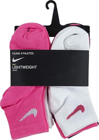 Nike Kids' Little Ankle Socks (6 Pairs), Pink Pow/White/Black, 4/5 in Kuwait
