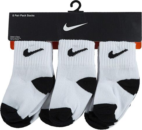 Nike Kids' Little Ankle Socks (6 Pairs), Pink Pow/White/Black, 4/5 in Kuwait