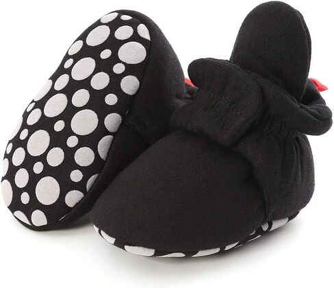 HsdsBebe Unisex Newborn Baby Cotton Booties Non-Slip Sole for Toddler Boys Girls Infant Winter Warm Fleece Cozy Socks Shoes(Z124 pink,1) in Saudi Arabia