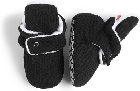 HsdsBebe Unisex Newborn Baby Cotton Booties Non-Slip Sole for Toddler Boys Girls Infant Winter Warm Fleece Cozy Socks Shoes(Z124 pink,1) in Kuwait