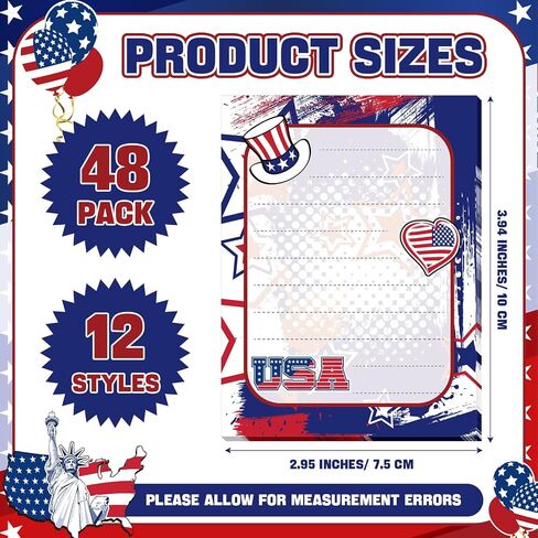 Lincia 36 Pack 4th of July Mini Notepads Bulk 3.94 x 2.95 Inch Patriotic Notebook Red White Blue Star Memo Pad Memorial Day Independence Day Party Favors for Kids School Student Teacher Supplies Gift in Saudi Arabia