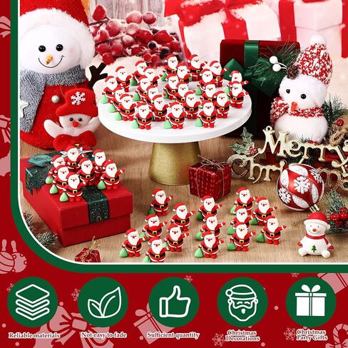 50 Pcs Christmas Santa Figurines Decorations Mini Santa Claus Figurines Decor Adorable Collectible Figurines Christmas Ornaments Santa for Gifts Home Table Tiered Tray Kitchen Decorations in Saudi Arabia