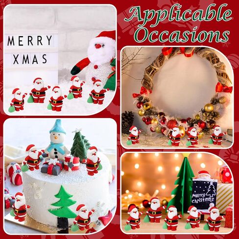 50 Pcs Christmas Santa Figurines Decorations Mini Santa Claus Figurines Decor Adorable Collectible Figurines Christmas Ornaments Santa for Gifts Home Table Tiered Tray Kitchen Decorations in Saudi Arabia