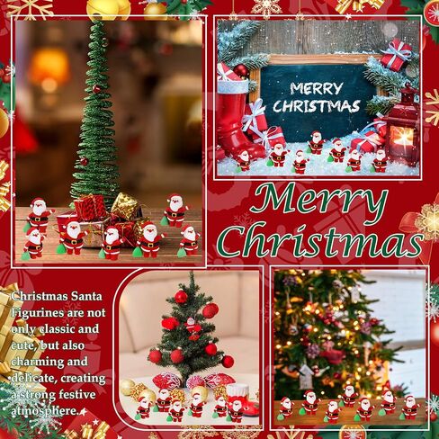 50 Pcs Christmas Santa Figurines Decorations Mini Santa Claus Figurines Decor Adorable Collectible Figurines Christmas Ornaments Santa for Gifts Home Table Tiered Tray Kitchen Decorations in Saudi Arabia
