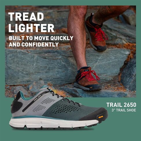 Danner Trail 2650 Hiking Shoes for Men - Durable Suede, Lightweight Textile with Breathable Mesh Lining, OrthoLite Footbed & Vibram Traction Outsole, Timberwolf/Bone Brown - 8.5 D in Saudi Arabia