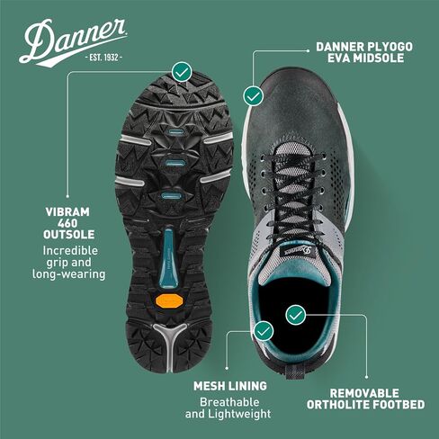 Danner Trail 2650 Hiking Shoes for Men - Durable Suede, Lightweight Textile with Breathable Mesh Lining, OrthoLite Footbed & Vibram Traction Outsole, Timberwolf/Bone Brown - 8.5 D in Saudi Arabia
