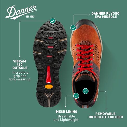 Danner Trail 2650 Hiking Shoes for Men - Durable Suede, Lightweight Textile with Breathable Mesh Lining, OrthoLite Footbed & Vibram Traction Outsole, Timberwolf/Bone Brown - 8.5 D in Saudi Arabia