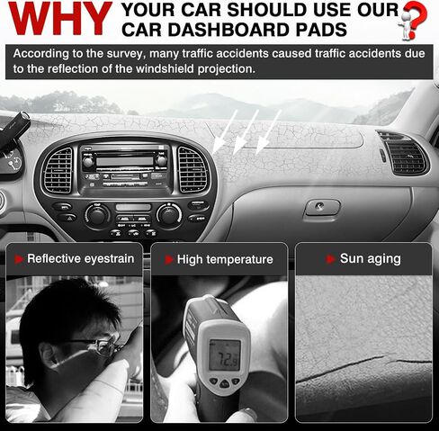 Autorder Dashboard Cover Mat Fit for 2023 2024 2025 Toyota Crown Accessories Dash Cover Flannel Dash Mat Sunshade Glare UV Rays Protector in Kuwait