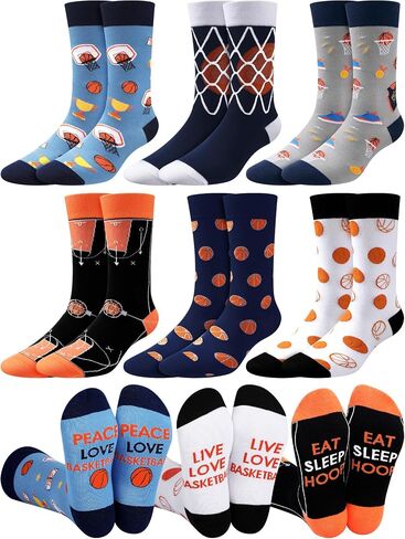 Haysandy 6 Pairs Novelty Basketball Socks for Men Funny Basketball Crew Socks Christmas Gift for Men Basketball Sports Lovers in Saudi Arabia
