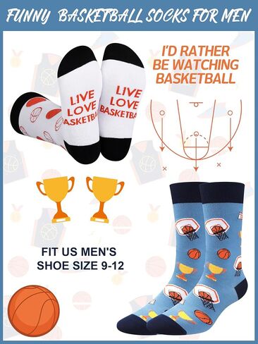 Haysandy 6 Pairs Novelty Basketball Socks for Men Funny Basketball Crew Socks Christmas Gift for Men Basketball Sports Lovers in Saudi Arabia