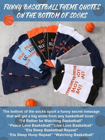 Haysandy 6 Pairs Novelty Basketball Socks for Men Funny Basketball Crew Socks Christmas Gift for Men Basketball Sports Lovers in Saudi Arabia