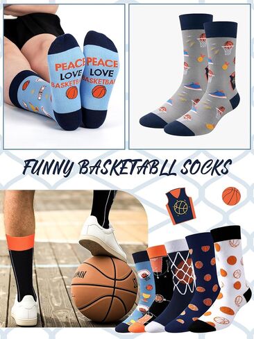 Haysandy 6 Pairs Novelty Basketball Socks for Men Funny Basketball Crew Socks Christmas Gift for Men Basketball Sports Lovers in Saudi Arabia