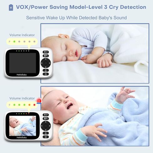 HelloBaby Baby Monitor with 2 Cameras - 3.2'' IPS Screen Baby Camera Monitor No WiFi, Remote Pan-Tilt-Zoom, Infrared Night Vision, 1000ft Wireless Connection in Saudi Arabia