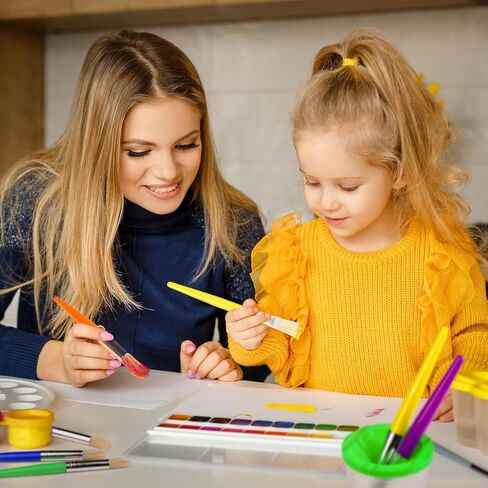 36 Pcs Joyooss Paint Brushes for Kids, Round/Flat Kids Paint Brushes Toddler Paint Brushes Paintbrushes Kids, Kid Paint Brushes Paint Brushes Kids for Paint Brushes for Toddlers 1-3 Art Paint Brushes in Saudi Arabia