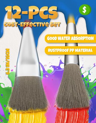 36 Pcs Joyooss Paint Brushes for Kids, Round/Flat Kids Paint Brushes Toddler Paint Brushes Paintbrushes Kids, Kid Paint Brushes Paint Brushes Kids for Paint Brushes for Toddlers 1-3 Art Paint Brushes in Saudi Arabia