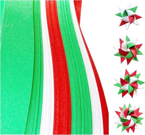 1" Red, Green, White Holiday~ Paper Strips for German, Froebel, Moravian Stars & Weaving in Kuwait