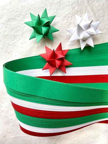 1" Red, Green, White Holiday~ Paper Strips for German, Froebel, Moravian Stars & Weaving in Kuwait