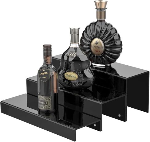 3 Tiers Bar Shelves for Liquor Bottles, 15" Clear Acrylic Risers Display Racks Stands for Figures Pops Cupcake Perfume Collections (N-Shape) in Saudi Arabia