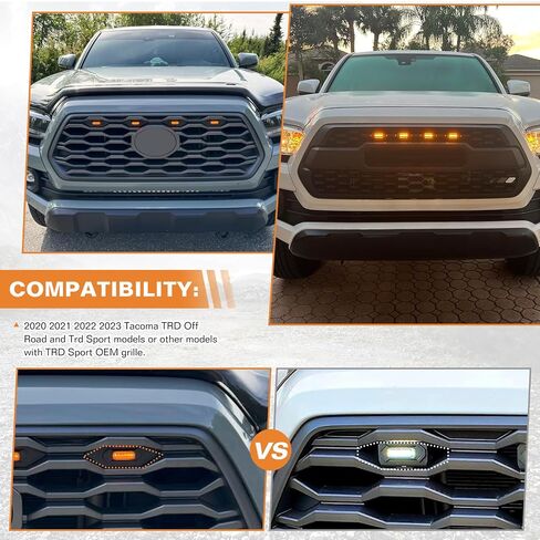 4PCS LED Grill Light with Fuse Adaptor & Wire Harness for Toyota Tacoma 2016-2019 TRD PRO OEM Front Bumper，Amber Yellow Raptor Grille Light Kit(Not Fit Tacoma Off Road & Sport) in Saudi Arabia