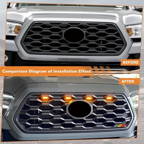 4PCS LED Grill Light with Fuse Adaptor & Wire Harness for Toyota Tacoma 2016-2019 TRD PRO OEM Front Bumper，Amber Yellow Raptor Grille Light Kit(Not Fit Tacoma Off Road & Sport) in Saudi Arabia