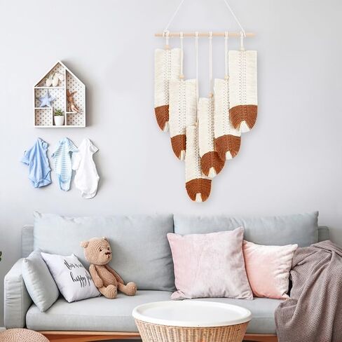 ORIGACH DIY Macrame ريشة الجدار شنقا عدة بوهو الأبيض والرمادي الداكن ريشة نسيج Macrame عدة للبالغين المبتدئين اليدوية ريفي Macrame الريش ورقة الجدار شماعات ديكور لغرفة المعيشة غرفة نوم in Kuwait