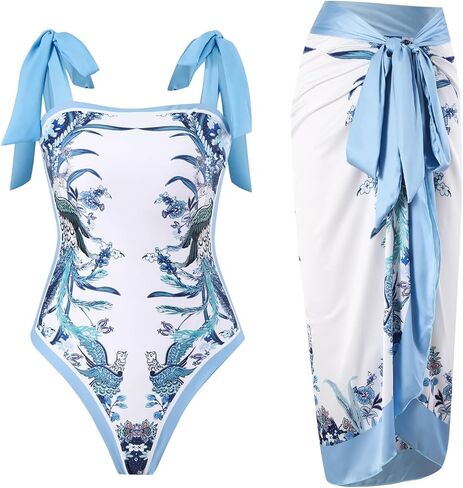 Retro Swimsuit for Women with Cover Up Women's One-piece Swimsuits with Beach Cover Up Bathing Suits for Women (X-Large) in Saudi Arabia