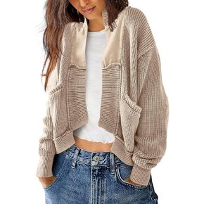 SENSERISE Womens Cardigan Sweaters Cable Knit Sweater Open Front Long Sleeve Chunky Cardigan Outerwear Coats(Red,M) in Saudi Arabia