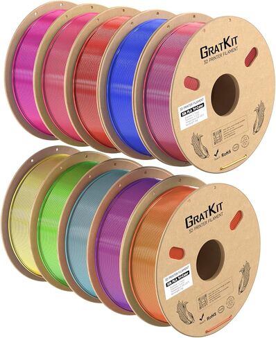 Silk Dual Color PLA Filament, Coextrusion PLA Filament 1.75mm, +/-0.03mm, 1KG/Roll, Silk PLA Black & Gold in Saudi Arabia