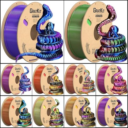 Silk Dual Color PLA Filament, Coextrusion PLA Filament 1.75mm, +/-0.03mm, 1KG/Roll, Silk PLA Black & Gold in Saudi Arabia